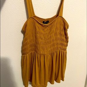 american eagle cropped tank top, tan/yellow